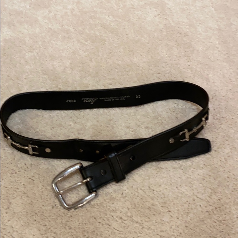 Tory Black Leather Riding Belt